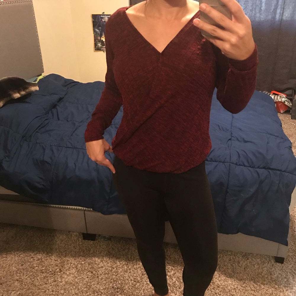 Rock & Republic Burgundy long sleeve shirt size S